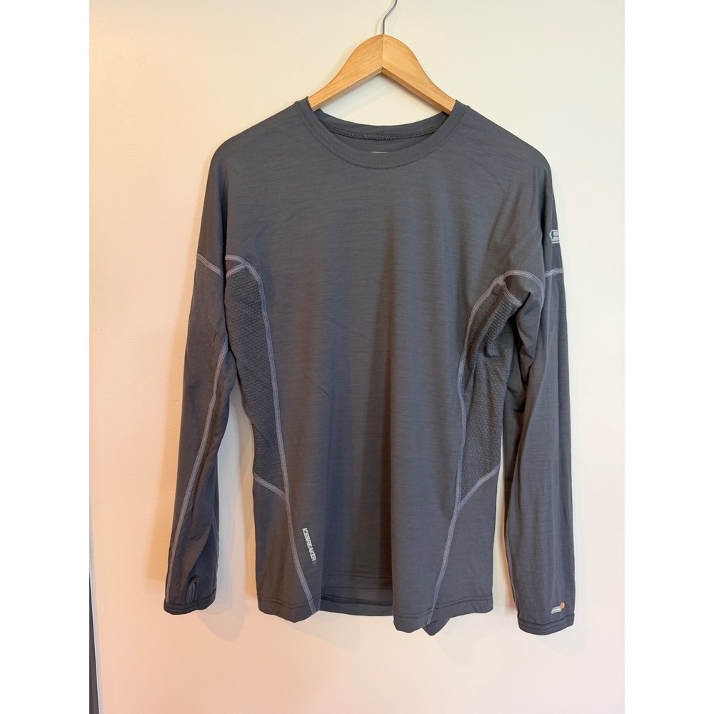 Icebreaker GT 200 Mens Merino Wool Base Layer Long Sleeve Gray Thumbhole M